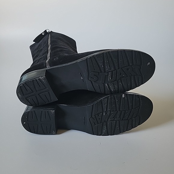 Stuart Weitzman Duluth Mid Calf Moto Boots 9.5M Black Suede Mid Calf Round Toe - Picture 8 of 13
